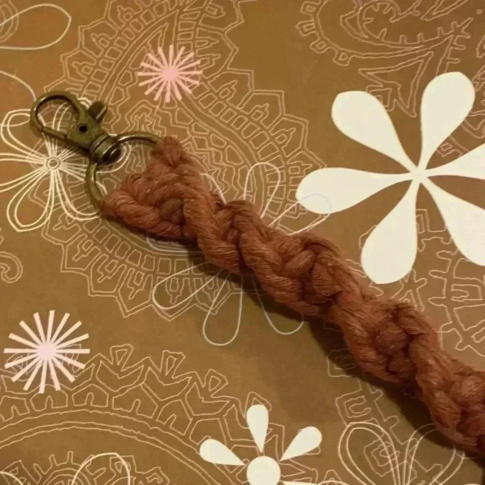 Spiral Macramé Keychain in Burgundy
